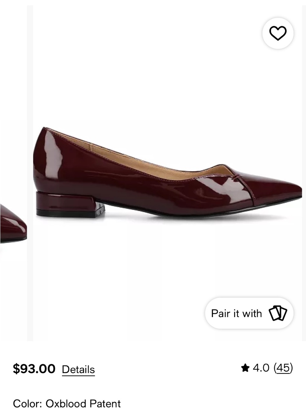 Journee Collection Oxblood Patent Pointed Toe Low Heel Pump